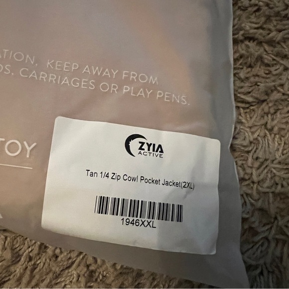 Tan 1/4 Zip Cowl Pocket Jacket - Picture 3 of 5